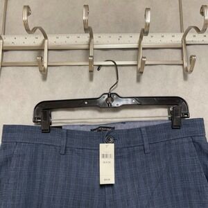 NWT Banana Republic Pants Men 33X32 Blue Plaid Aiden Slim Slacks Straight Hybrid